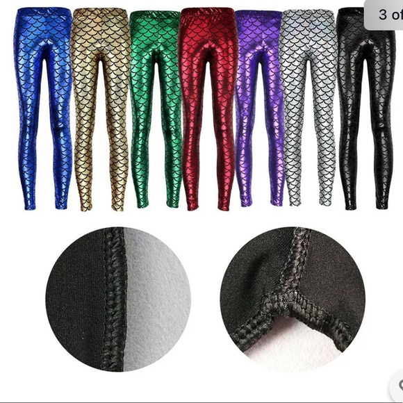 Womens Fish metallic Mermaid 3D bling leggings - Picture 5 of 11